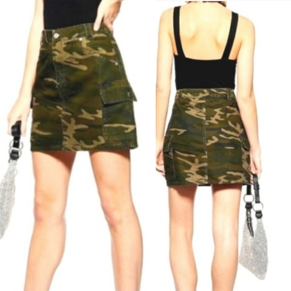 Topshop camouflage denim skirt 4